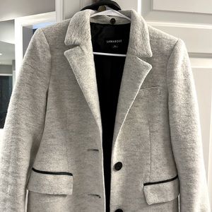 Lamarque ling Gray coat with leatherette dickey